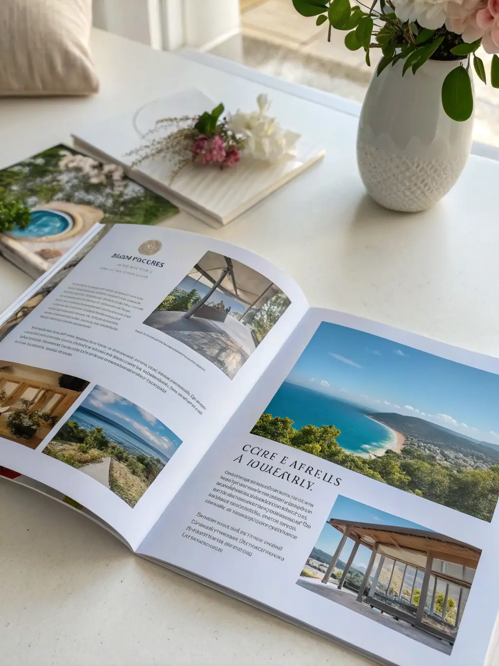 A professionally designed tri-fold brochure for a luxury resort, featuring stunning images and detailed descriptions of amenities, printed on premium paper by PrintPro's brochure printing service.